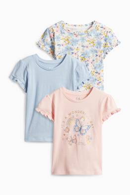 Confezione da 3 - fiore e farfalla - maglia a maniche corte