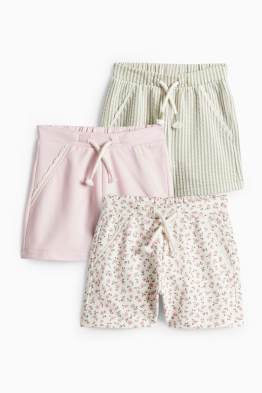 Lot de 3 - petites fleurs - shorts en molleton pour bébé