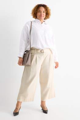 Pantalons de tela amb cinturó - high waist - wide leg