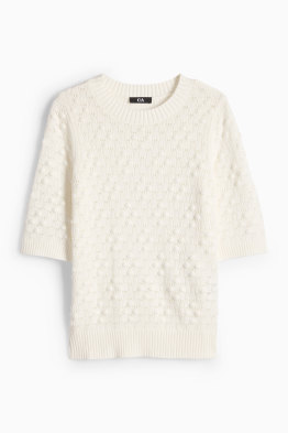 Strickpullover - kurzarm - strukturiert