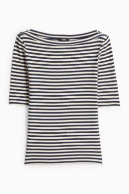 Camiseta - regular fit - de rayas - con textura