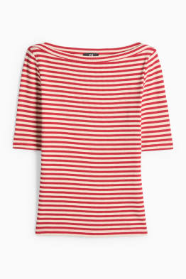 Camiseta - regular fit - de rayas - con textura