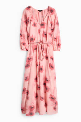 Kleid mit V-Ausschnitt - Straight Fit - geblümt