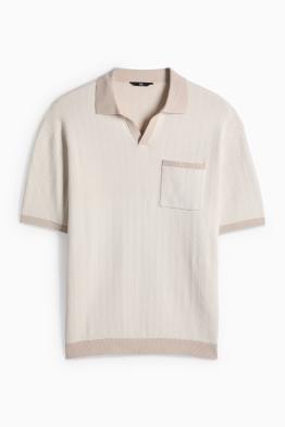 Strick-Poloshirt - Regular Fit - gemustert