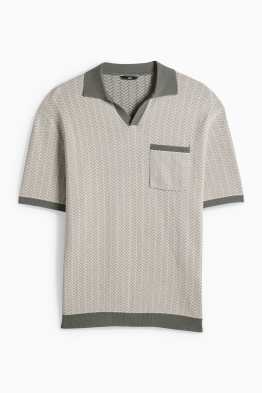 Strick-Poloshirt - Regular Fit - gemustert
