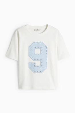 Samarreta de màniga curta amb pedres d’estràs - efecte brillant