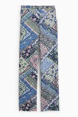 Cloth trousers - mid-rise waist - wide leg - patterned