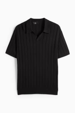 Pletená polokošile - regular fit - žebrovaná