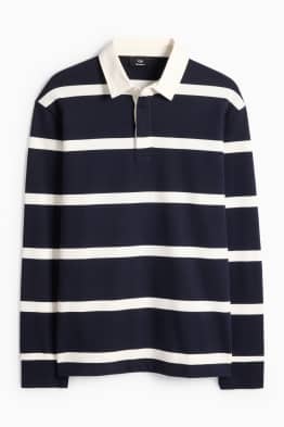 Poloshirt met lange mouwen - relaxed fit - gestreept