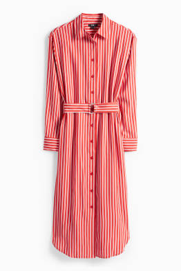 Robe-chemisier à ceinture - à rayures