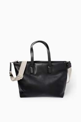 Large shopper with detachable bag strap - faux leather