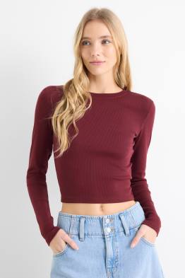 Samarreta crop de màniga llarga - slim fit - acanalada