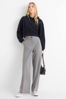 Cloth trousers - mid-rise waist - wide leg