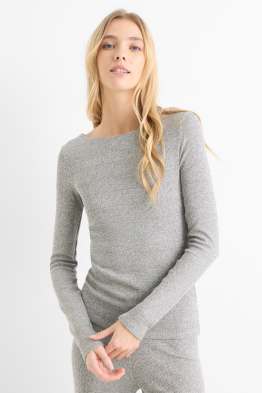 Haut à manches longues - slim fit - finition côtelée