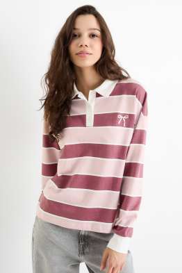 Poloshirt met lange mouwen - regular fit - gestreept