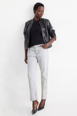 Boyfriend Jeans - Mid Waist - geblümt