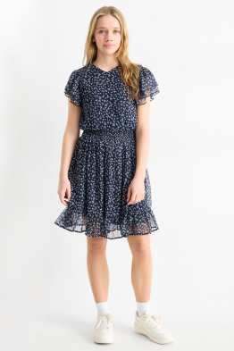 Jurk van chiffon - gebloemd