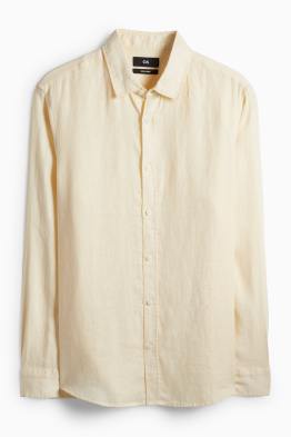 Lniana koszula - regular fit - kołnierzyk kent