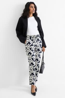 Pantalon de toile - high waist - tapered fit - à fleurs