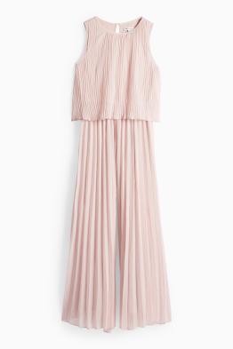 Plissee-Jumpsuit - Glanz-Effekt