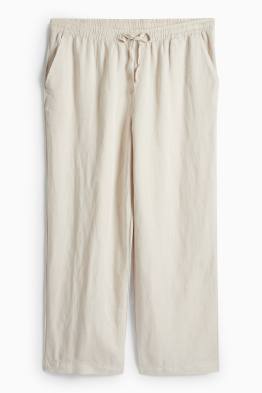 Cloth trousers - mid-rise waist - wide leg - linen blend