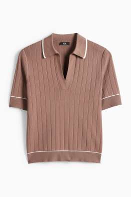 Gebreide trui - korte mouw - geribd