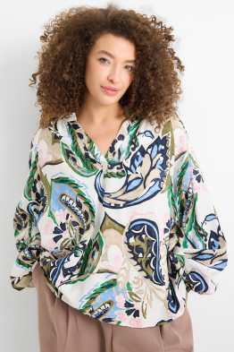 Blusa con scollo a V - fantasia