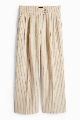 Pantaloni de stofă - talie medie - wide leg - structurați