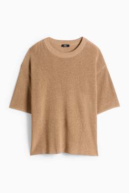 Jersei de punt de mitja - mànigues curtes - acanalat - efecte brillant