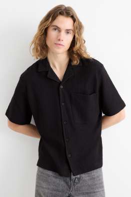 Shirt - relaxed fit - lapel collar - textured
