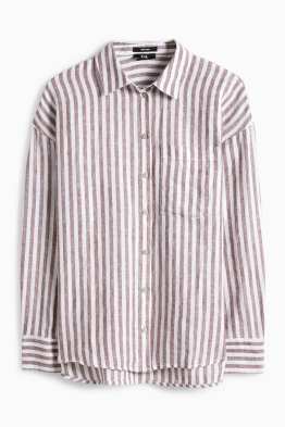 Leinen-Hemdbluse - gestreift
