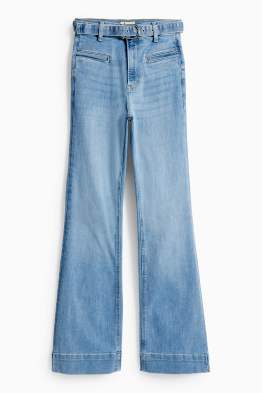 Flared jeans cu curea - talie înaltă - LYCRA®