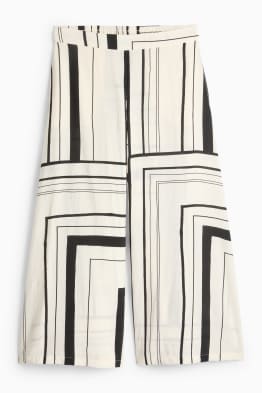 Pantalon en toile - high waist - wide leg - à motif