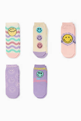 Lot de 5 paires - SmileyWorld® - socquettes de sport à motif