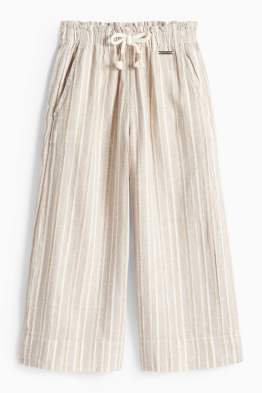 Cloth trousers - linen blend - striped - shiny