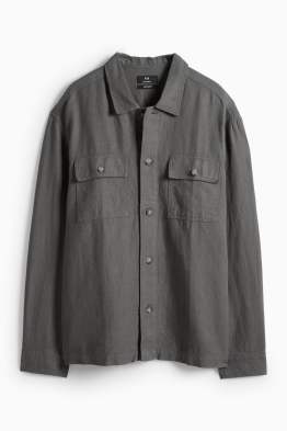 Veste-chemise - relaxed fit - col kent - lin mélangé