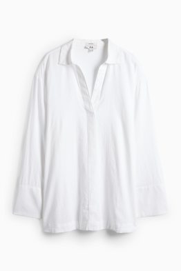 Blusa con scollo a V - misto lino