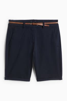 Bermuda shorts with belt - mid-rise waist