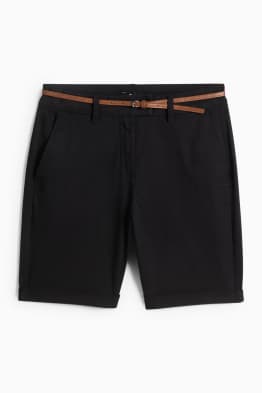 Bermuda shorts with belt - mid-rise waist