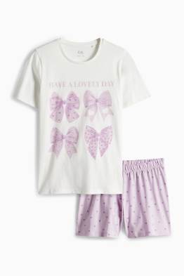 Schleife und Herz - Shorty-Pyjama - 2 teilig