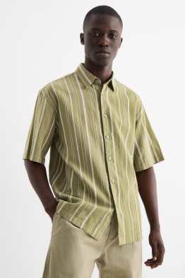 Chemise - relaxed fit - col kent - lin mélangé - à rayures