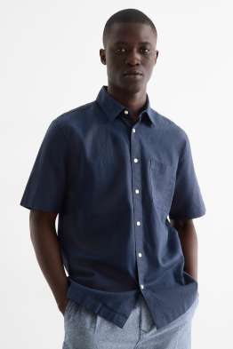 Shirt - regular fit - kent collar - linen blend
