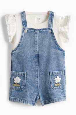 Květiny - outfit pro miminka s háčkovanými aplikacemi - 2dílný