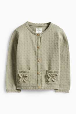 Kardigan pro miminka s háčkovanými aplikacemi