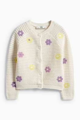 Květiny - pletený kardigan - strukturovaný