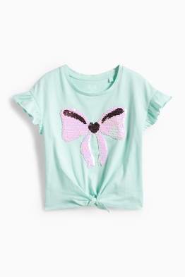 Fundă - tricou cu mânecă scurtă cu nod - aspect lucios