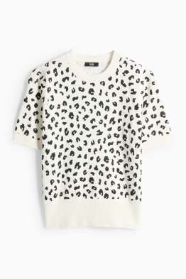 Strickpullover - kurzarm - Leo-Print