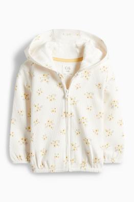 Blümchen - Baby-Sweatjacke mit Kapuze - strukturiert