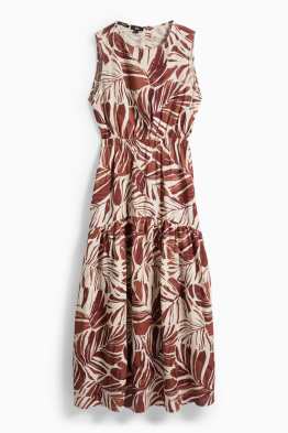 Šaty fit & flare - lněná směs - se vzorem