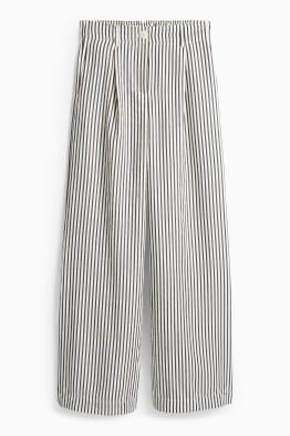 Pantalon de toile - high waist - wide leg - à rayures